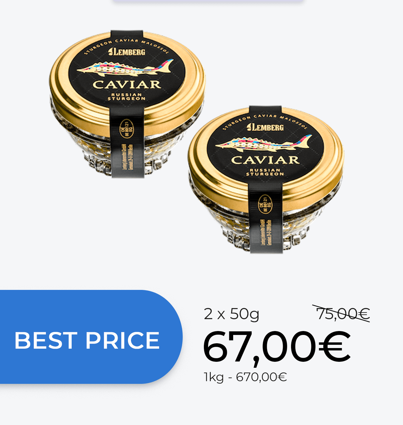 Sturgeon caviar Osietra, 2 x 50g