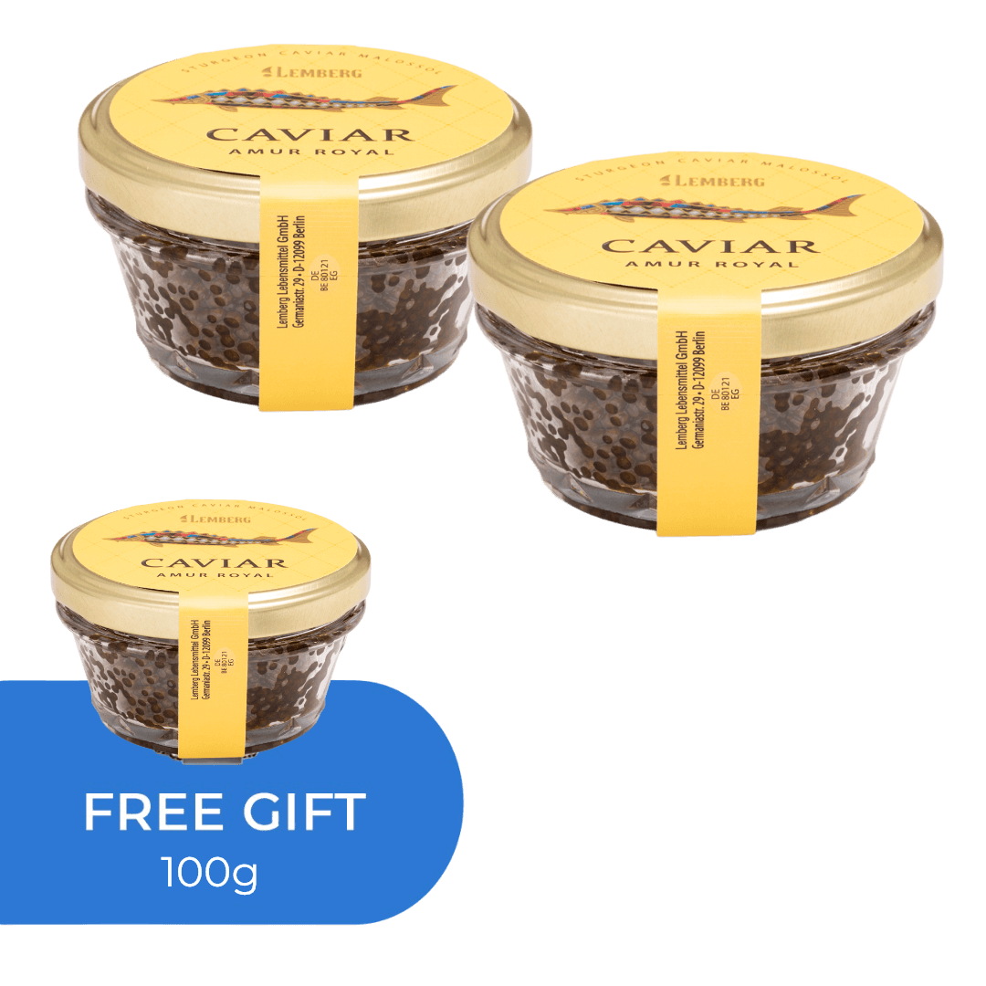 Jesetrov kaviar Amur Royal, 2 + 1 x 100g