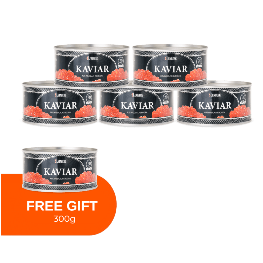 Kaviar rožnatega lososa PLATINUM 300 g, 5+1