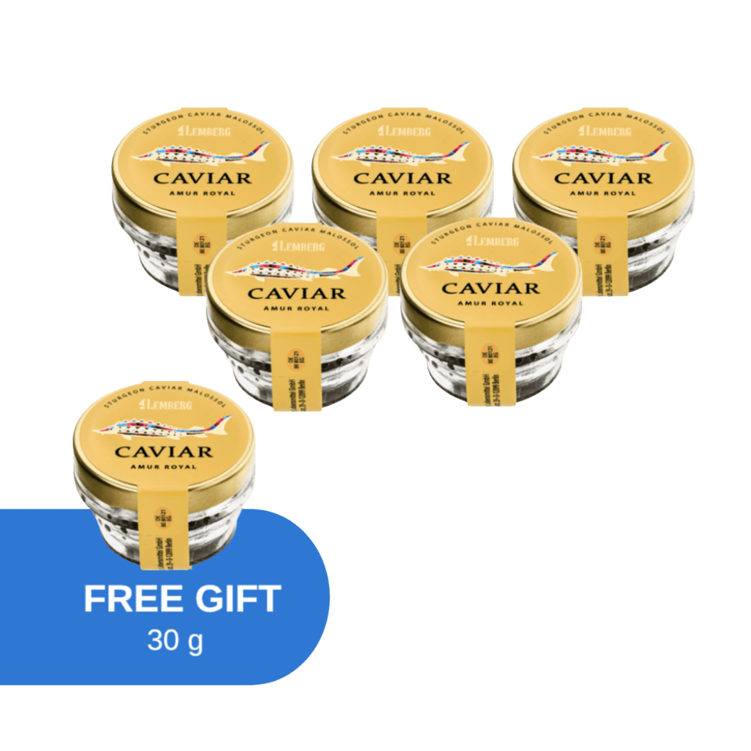 Kaviar iz jesetra Amur Royal, 5+1 x 30 g