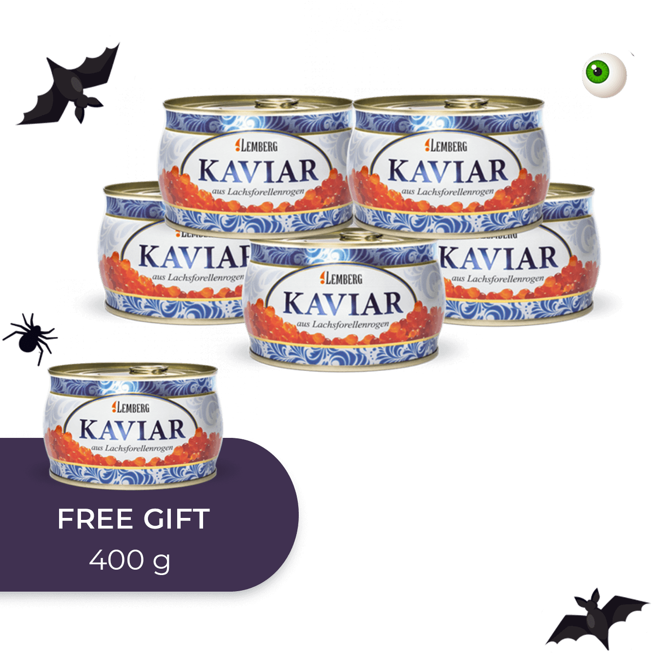 Kaviar iz lososove postrvi, 400 g, 5+1