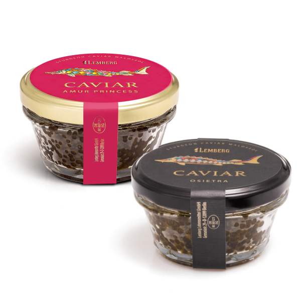 Kaviar iz jesetra OSIETRA + kaviar iz jesetra AMUR PRINCESS, 2 x 100 g